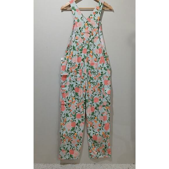 DULUTH TRADING Heirloom Gardening Bib Overalls XS X 31 NWT Mint Summer Dahlia - Picture 2 of 16